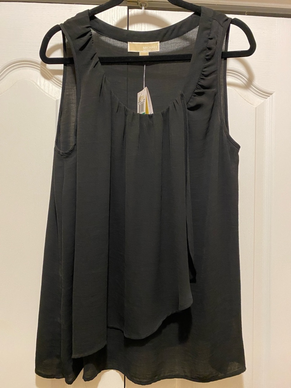 Michael Kors Black Sleeveless Pleled Layered Camisole